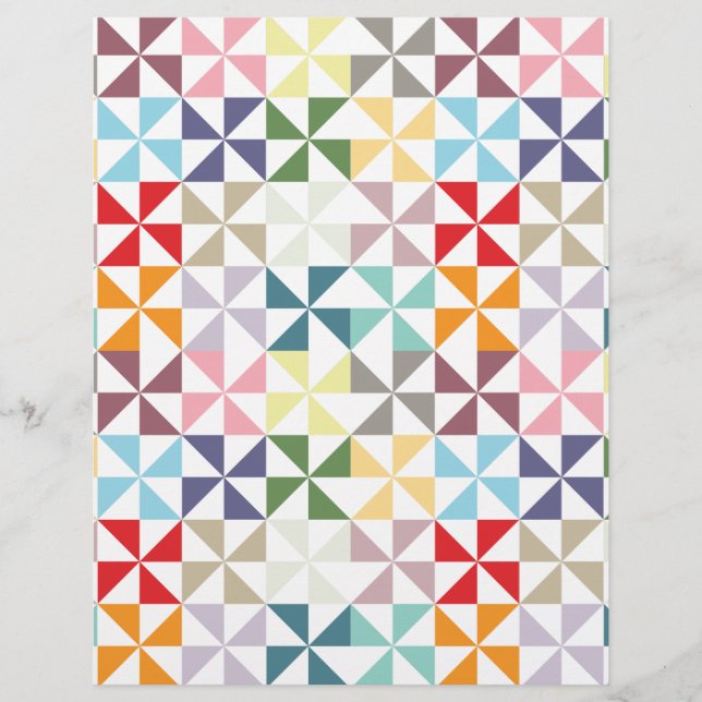 Colourful Geometric Pinwheel Scrapbook Paper (Front)