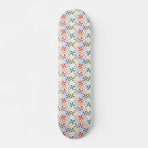 Colourful Geometric Pinwheel Skateboard