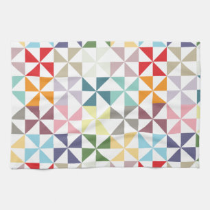 Colourful Geometric Pinwheel Tea Towel