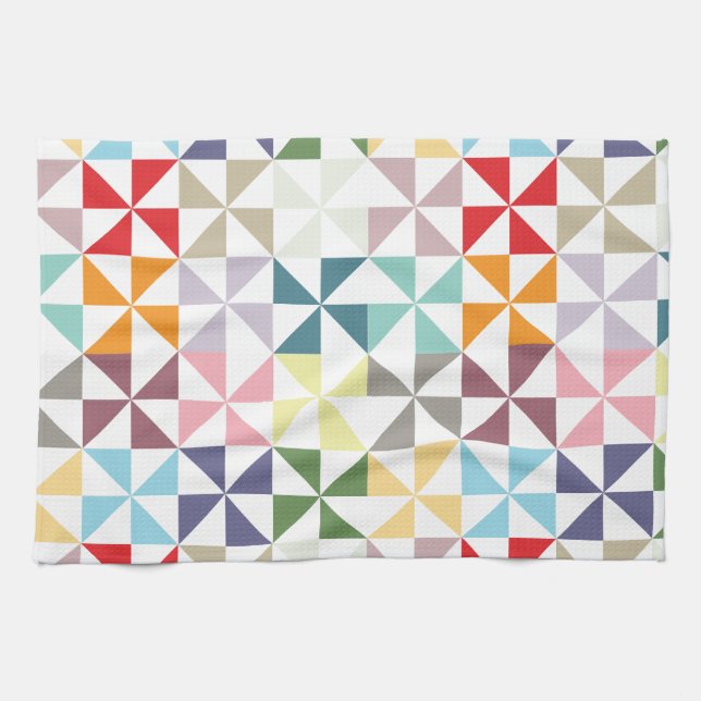 Colourful Geometric Pinwheel Tea Towel (Horizontal)