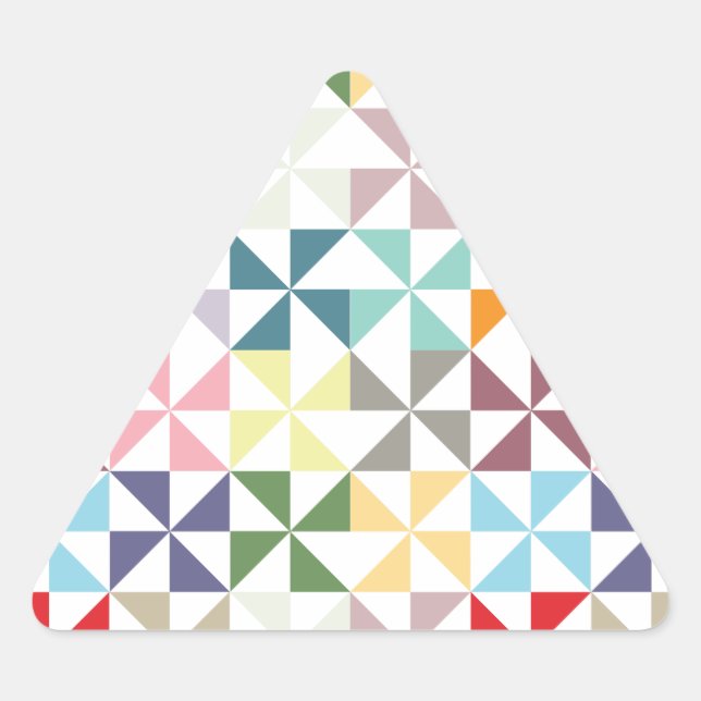 Colourful Geometric Pinwheel Triangle Sticker (Front)