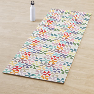 Colourful Geometric Pinwheels Yoga Mat