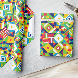 Colourful Geometric Quilt All Occasion Gift Wrapping Paper