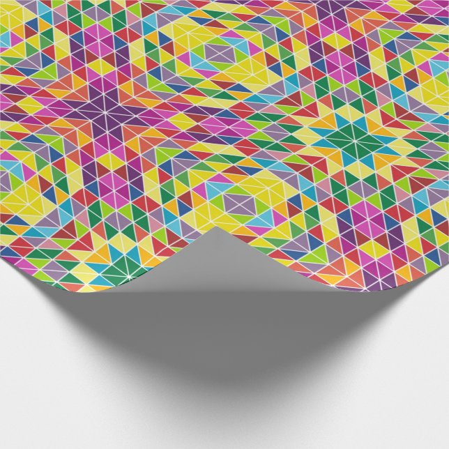 Colourful Geometric Quilt Birthday Gift Wrapping Paper (Corner)