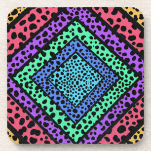 Colourful Geometric Rainbow Cheetah Animal Print Coaster