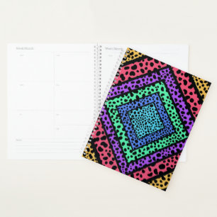 Colourful Geometric Rainbow Cheetah Animal Print Planner