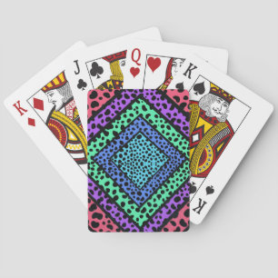 Colourful Geometric Rainbow Cheetah Animal Print Playing Cards