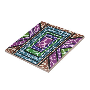 Colourful Geometric Rainbow Giraffe Animal Print Ceramic Tile