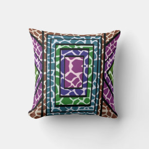 Colourful Geometric Rainbow Giraffe Animal Print Cushion