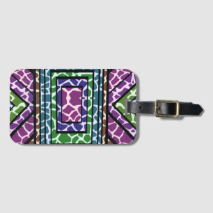 Colourful Geometric Rainbow Giraffe Animal Print Luggage Tag