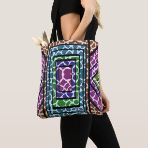 Colourful Geometric Rainbow Giraffe Animal Print Tote Bag