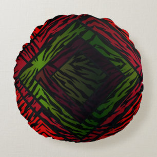 Colourful Geometric Rainbow Tiger Animal Print Round Cushion