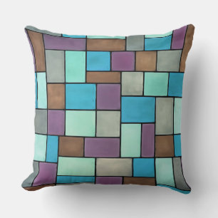 Colourful Geometric Rectangles 4 Cushion