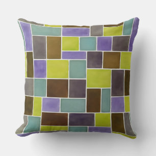 Colourful Geometric Rectangles 6 Cushion