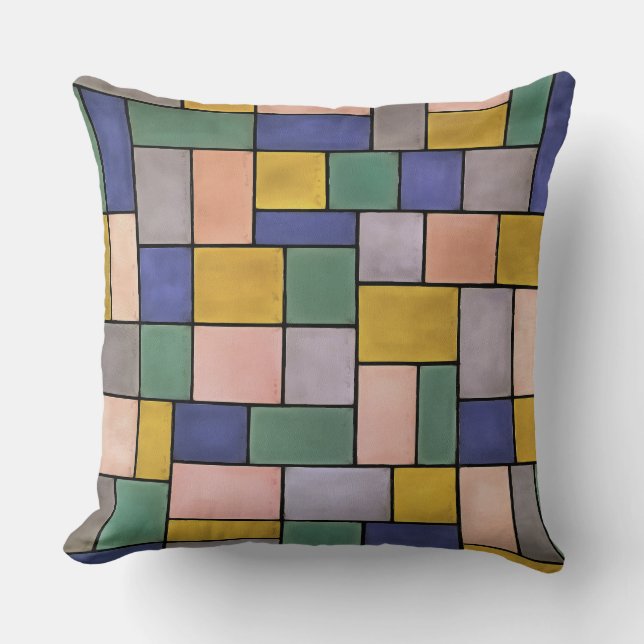 Colourful Geometric Rectangles Cushion (Front)