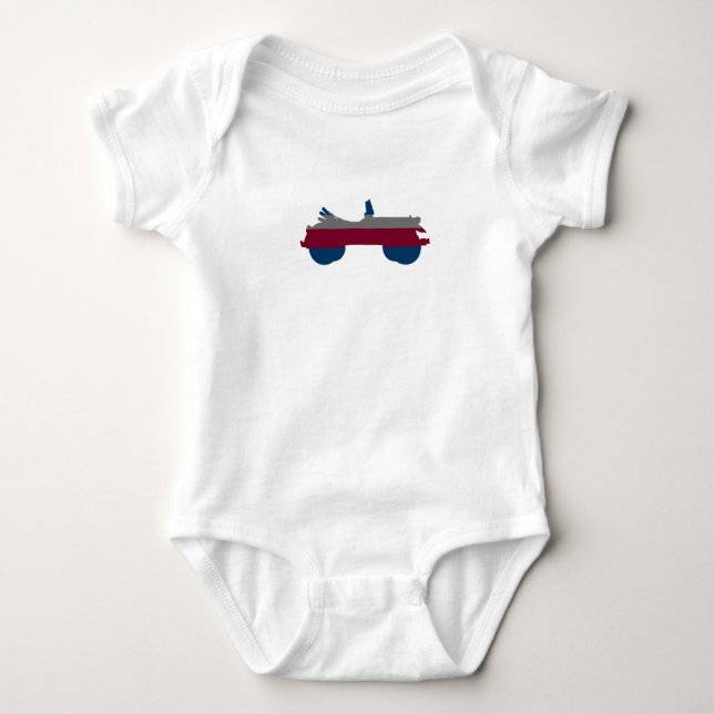 colourful geometric retro car baby bodysuit (Front)