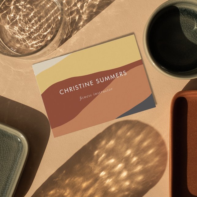 Colourful Geometric Retro Eart Neutrals Stripes Business Card (Creator Uploaded)