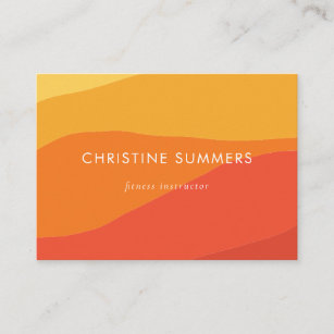 Colourful Geometric Retro Sunny Orange Stripes  Business Card