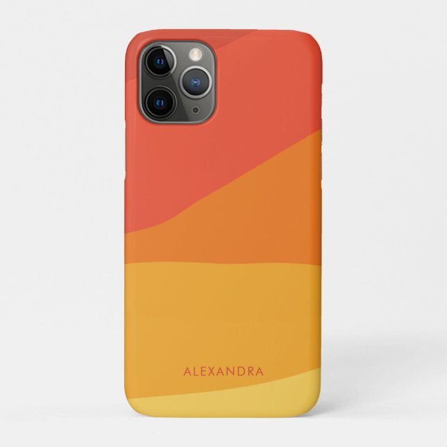 Colourful Geometric Retro Sunny Orange Stripes  Case-Mate iPhone Case (Back)