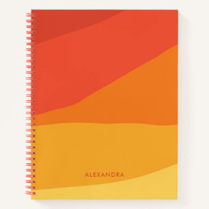Colourful Geometric Retro Sunny Orange Stripes Notebook