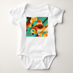 Colourful geometric retro: vintage abstraction. baby bodysuit