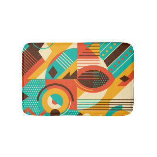 Colourful geometric retro: vintage abstraction. bath mat