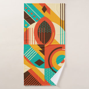 Colourful geometric retro: vintage abstraction. bath towel