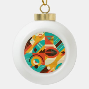Colourful geometric retro: vintage abstraction. ceramic ball christmas ornament