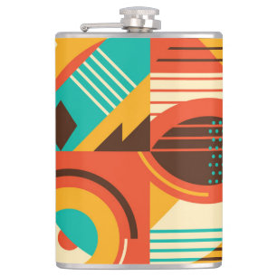 Colourful geometric retro: vintage abstraction. hip flask