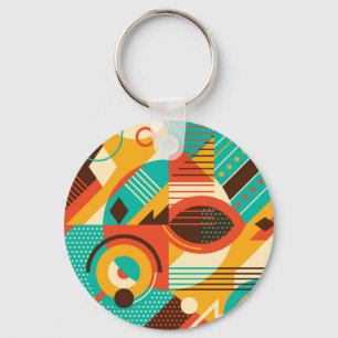 Colourful geometric retro: vintage abstraction. key ring