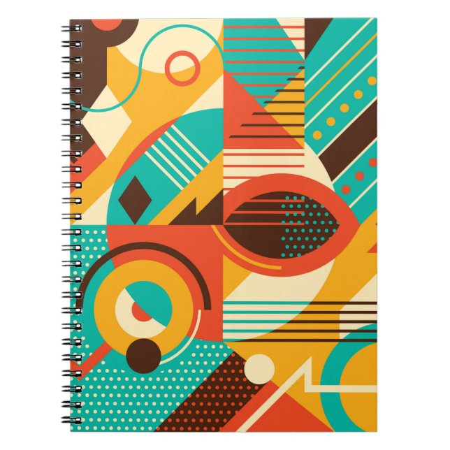 Colourful geometric retro: vintage abstraction. notebook (Front)
