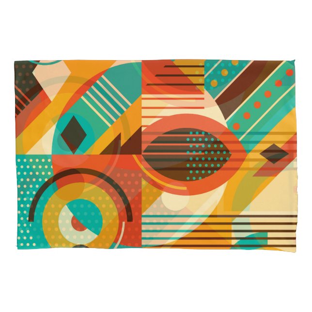 Colourful geometric retro: vintage abstraction. pillowcase (Front)