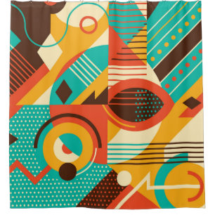 Colourful geometric retro: vintage abstraction. shower curtain