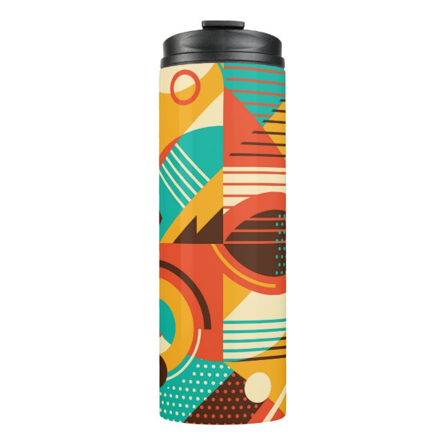 Colourful geometric retro: vintage abstraction. thermal tumbler (Front)