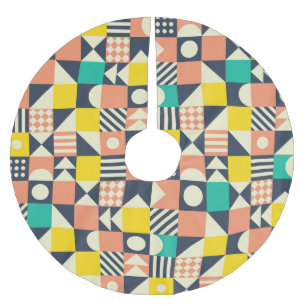 Colourful Geometric Seamless Pattern Brushed Polyester Tree Skirt