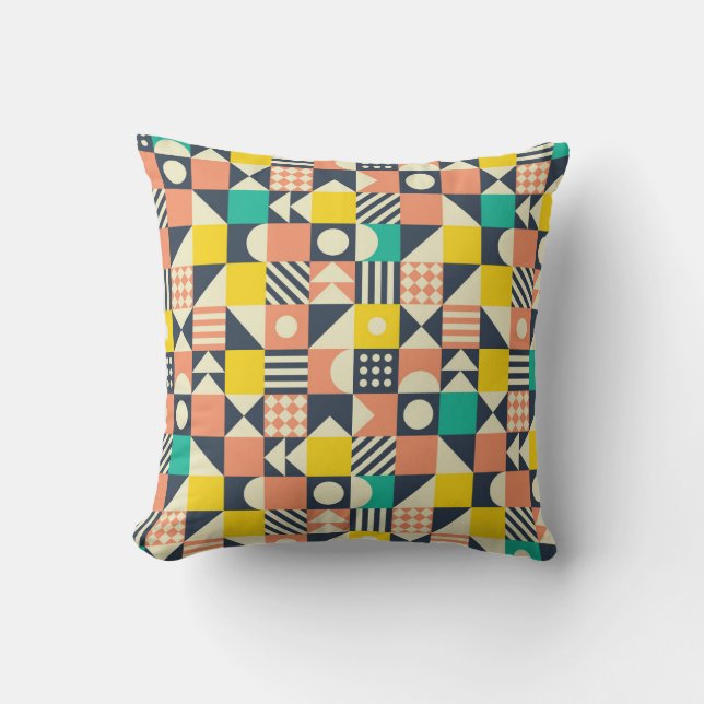 Colourful Geometric Seamless Pattern Cushion (Front)