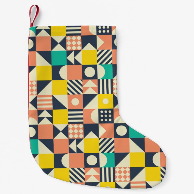 Colourful Geometric Seamless Pattern Small Christmas Stocking (Front)