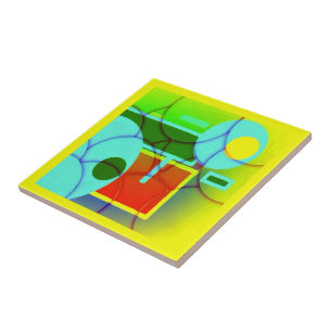 Colourful Geometric Shapes Abstract Art  Ceramic Tile