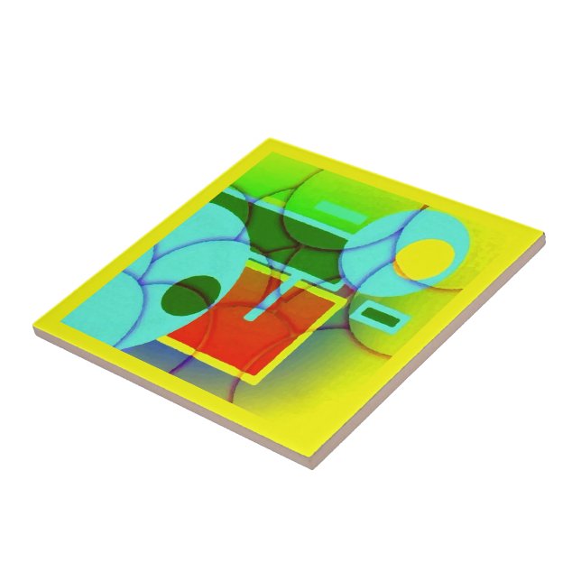 Colourful Geometric Shapes Abstract Art  Ceramic Tile (Side)