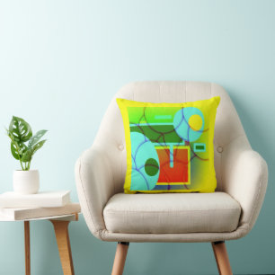 Colourful Geometric Shapes Abstract Art Cushion