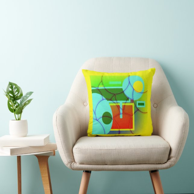 Colourful Geometric Shapes Abstract Art   Cushion (Chair)