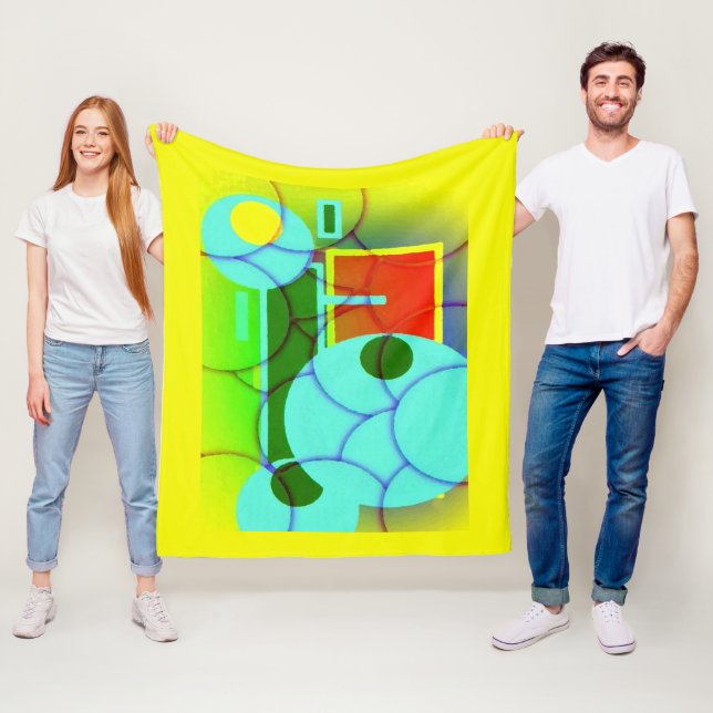 Colourful Geometric Shapes Abstract  Fleece Blanket (In Situ)
