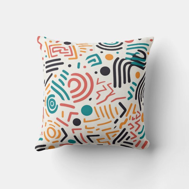 Colourful Geometric Shapes and Circles Seamless Cushion (Back)