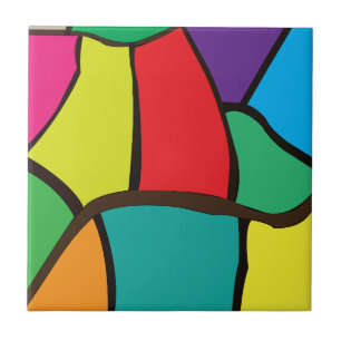 Colourful Geometric Shapes Ceramic Tile