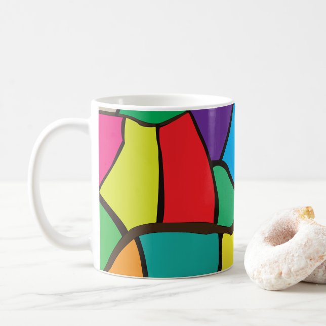 Colourful Geometric Shapes Coffee Mug (With Donut)