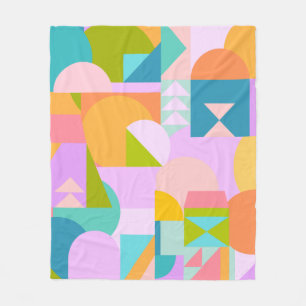 Colourful Geometric Shapes Collage in Bright Colou Fleece Blanket
