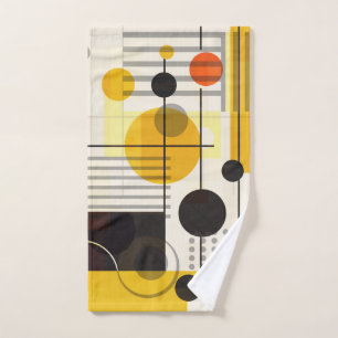 Colourful geometric shapes composition bath towel set