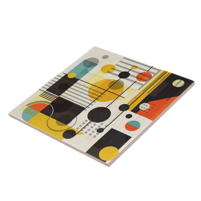 Colourful geometric shapes composition ceramic tile (Side)