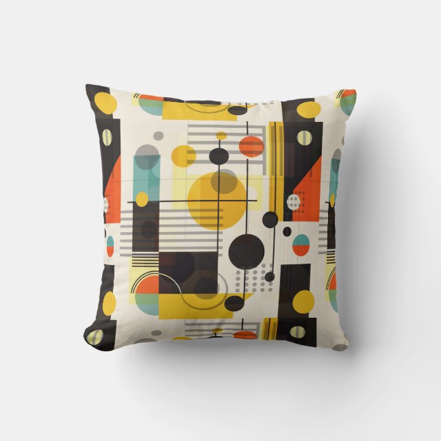 Colourful geometric shapes composition cushion (Front)