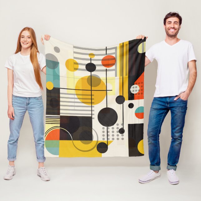 Colourful geometric shapes composition fleece blanket (In Situ)